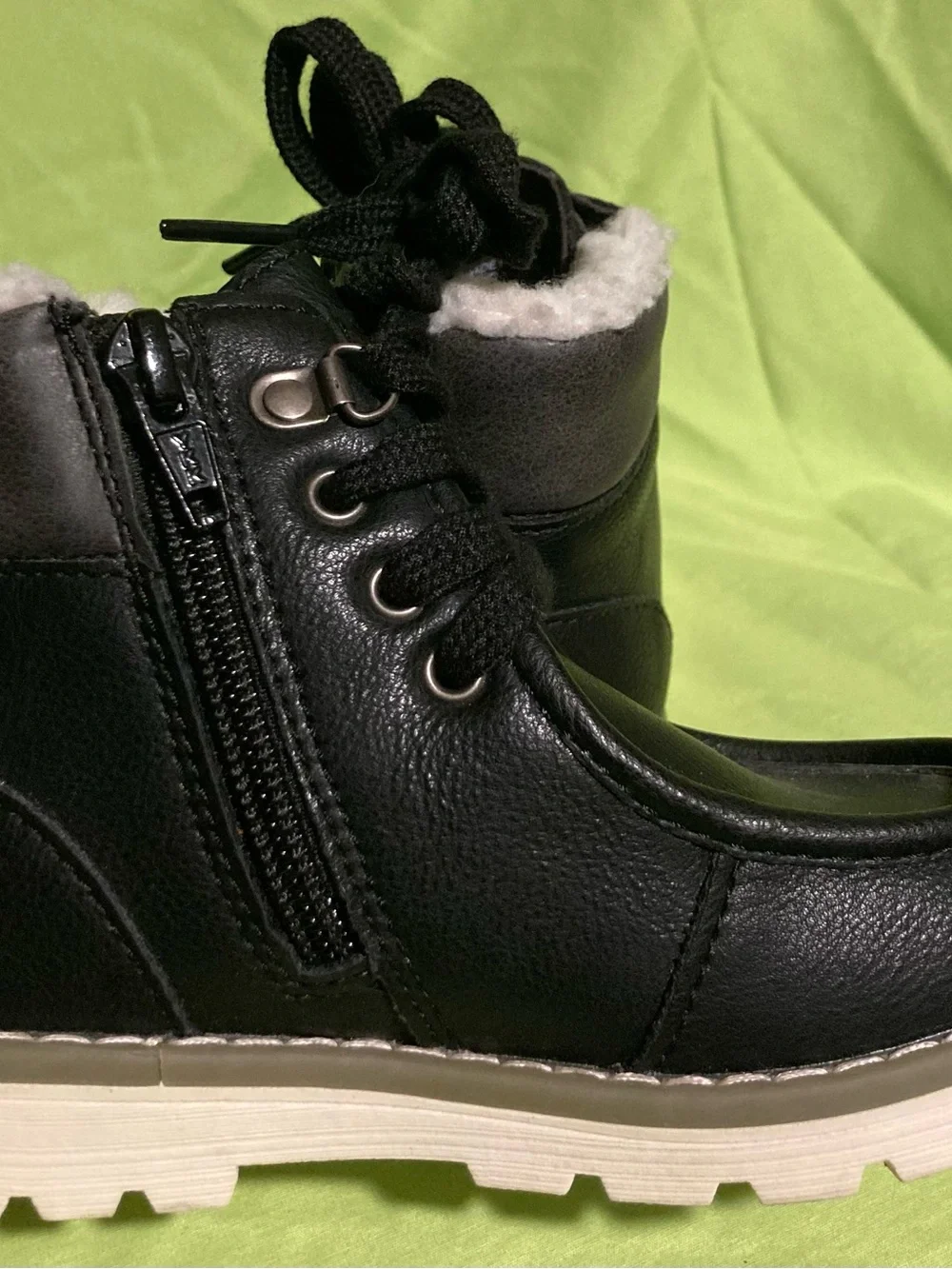 Kids Black Lace-Up Winter Boots with Faux Fur